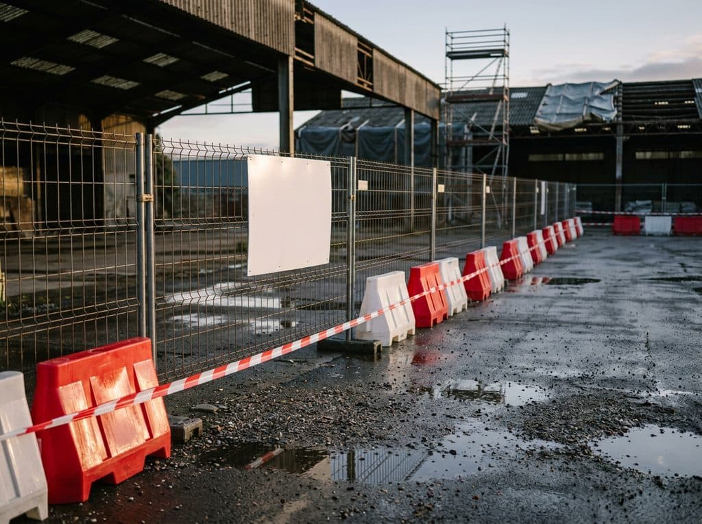 Zona de trabajo acotada para la retirada de amianto según normativa en Galicia